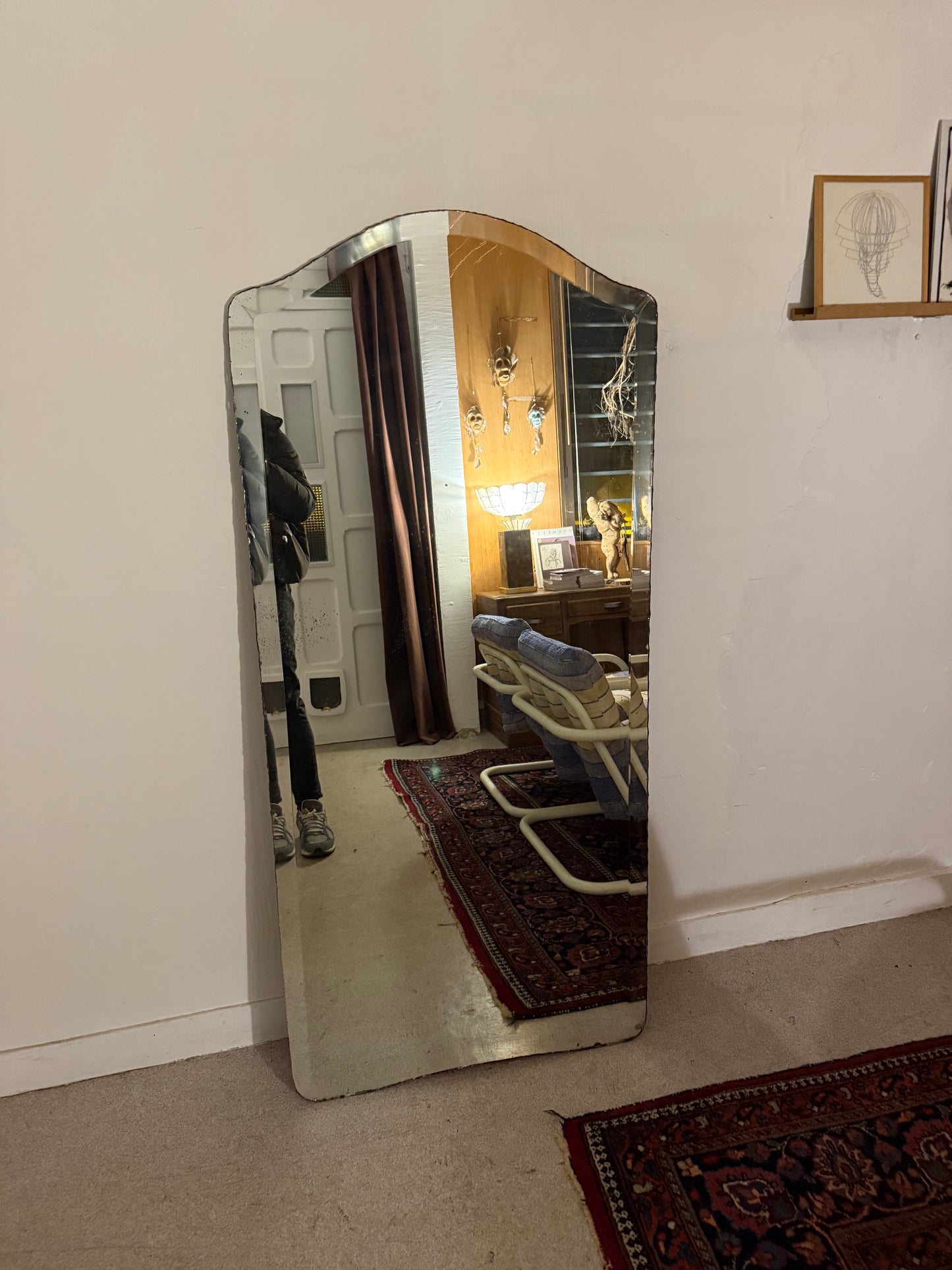 Grand miroir biseauté ancien