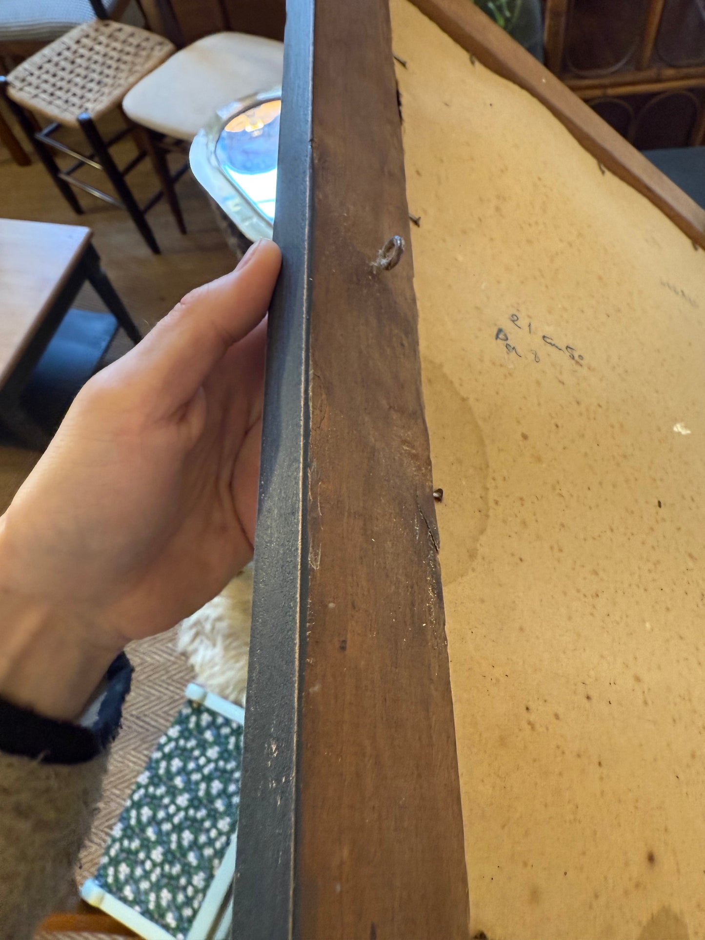 Miroir rectangulaire noir patiné en bois