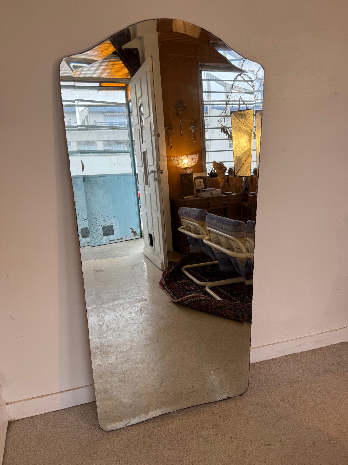 Grand miroir biseauté ancien