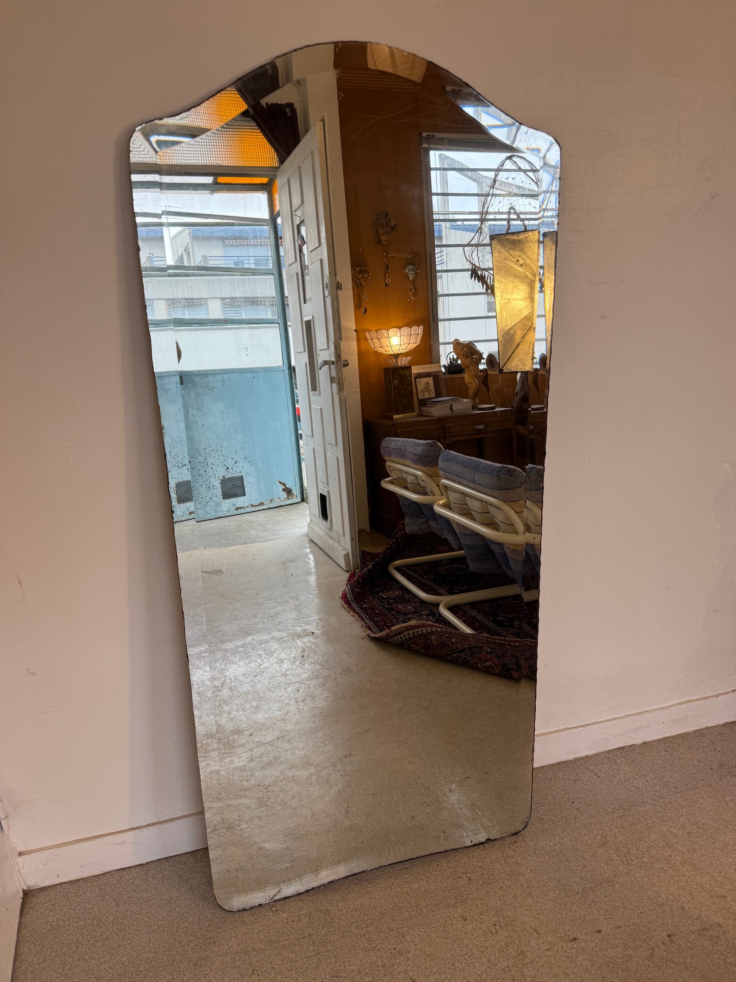 Grand miroir biseauté ancien