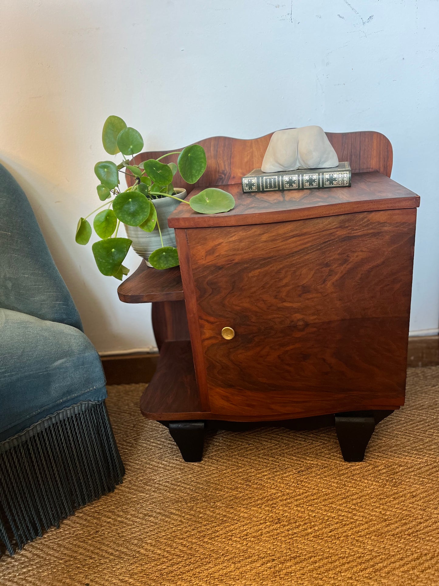 Chevet table d'appoint art déco placage en loupe