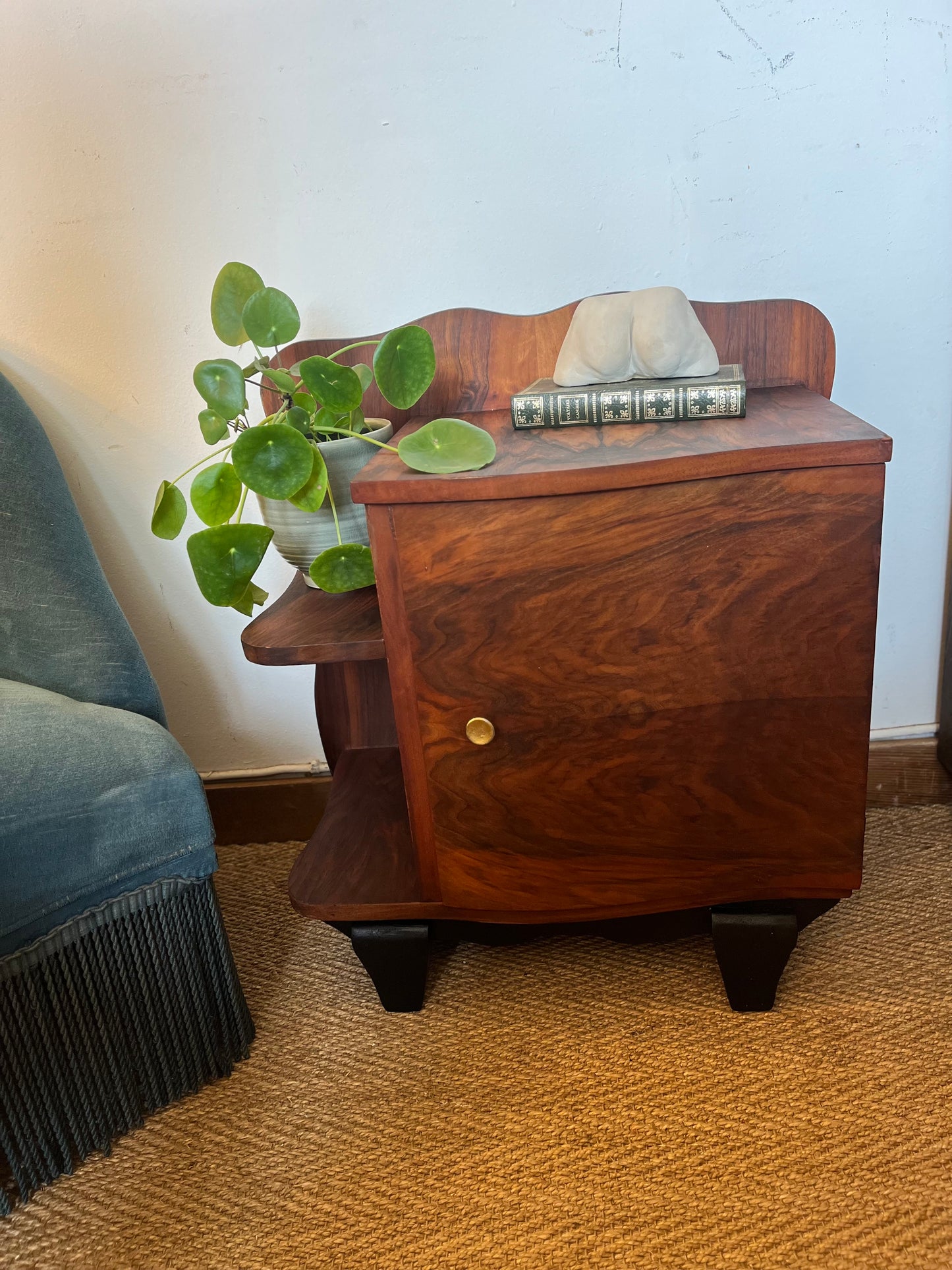 Chevet table d'appoint art déco placage en loupe