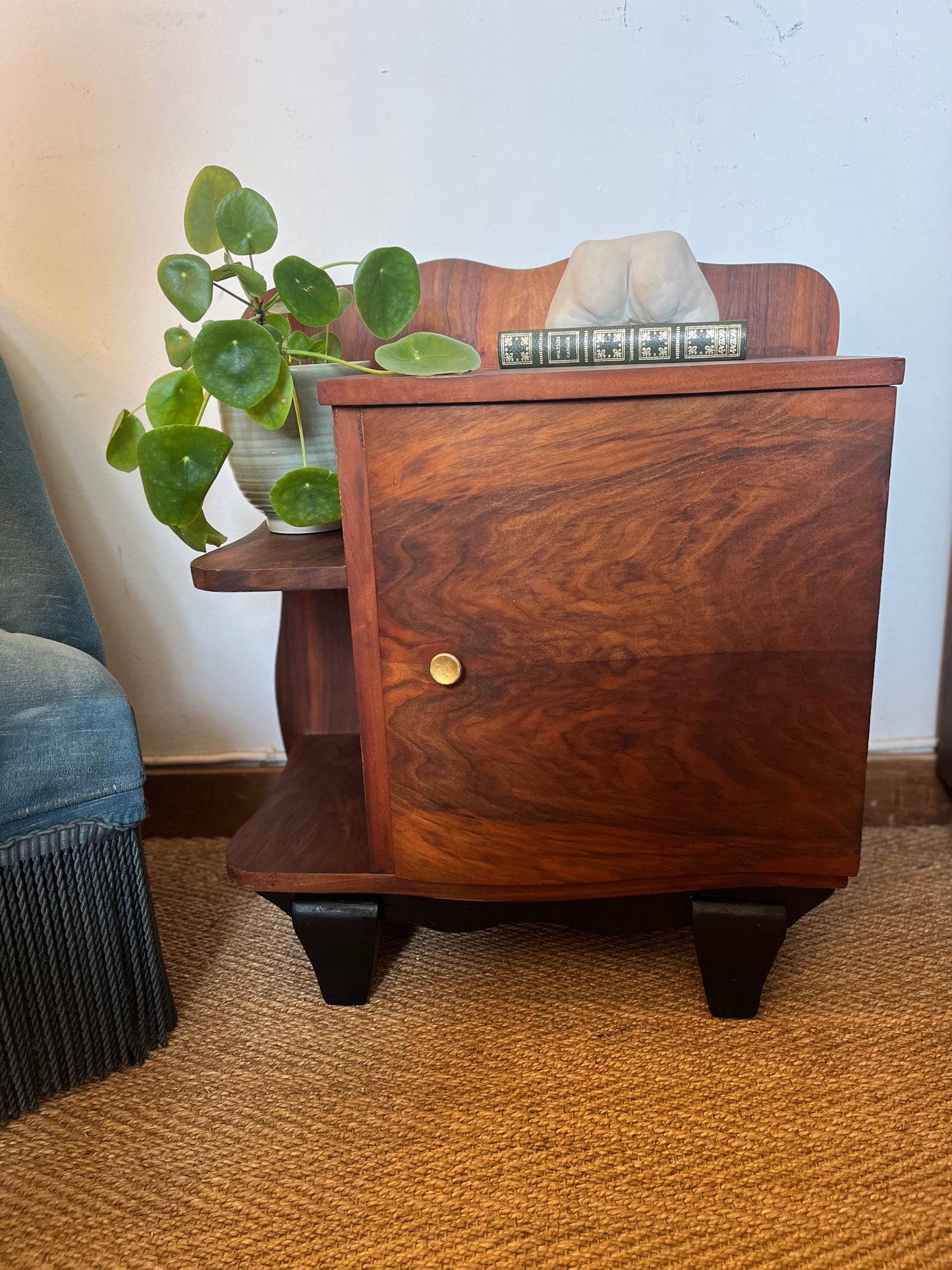 Chevet table d'appoint art déco placage en loupe